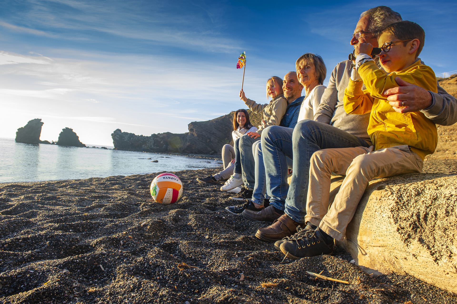 En famille sur la plage de La Grande Conque au Cap d'Agde