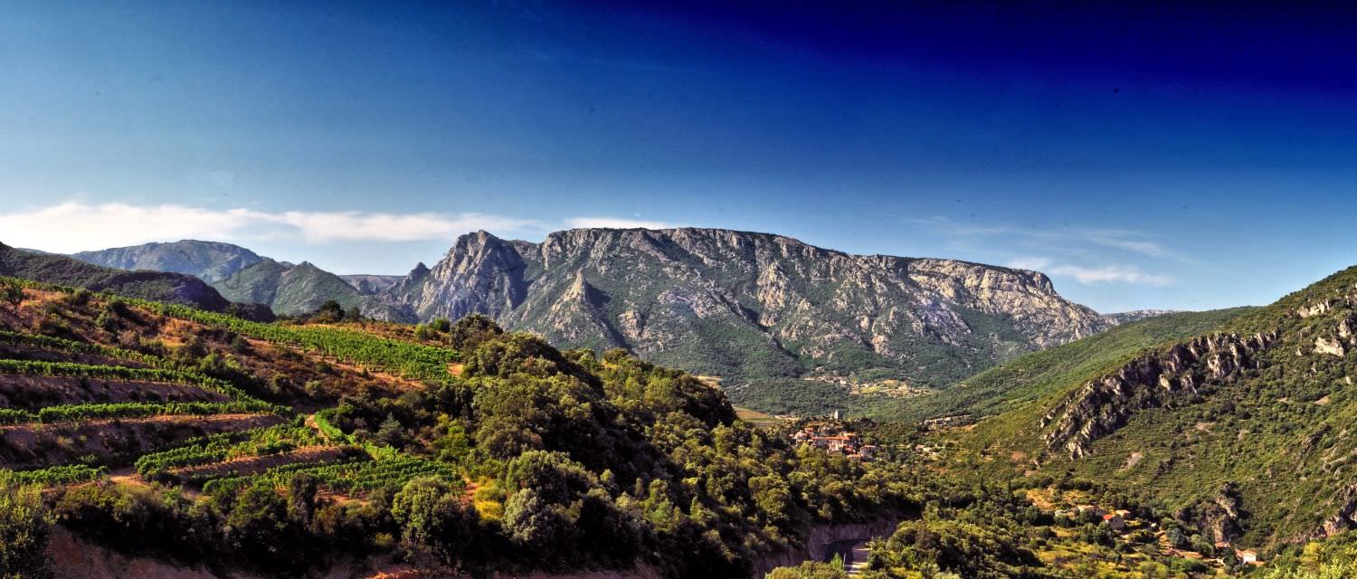 Vue sur le Caroux depuis la vallée de l'Orb