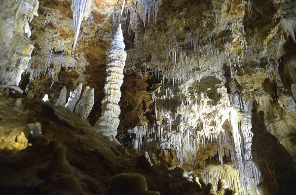 Concrétions stalagmites dans la grotte de Clamouse