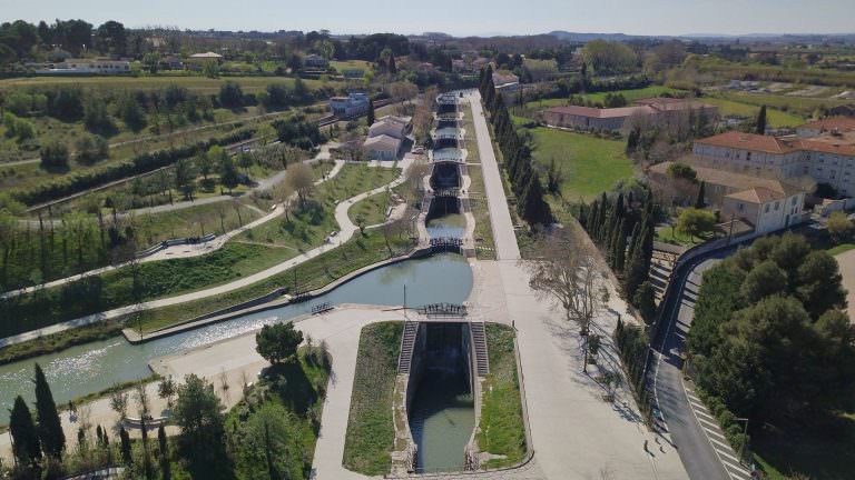 Vue aérienne des Ecluses de Fonseranes