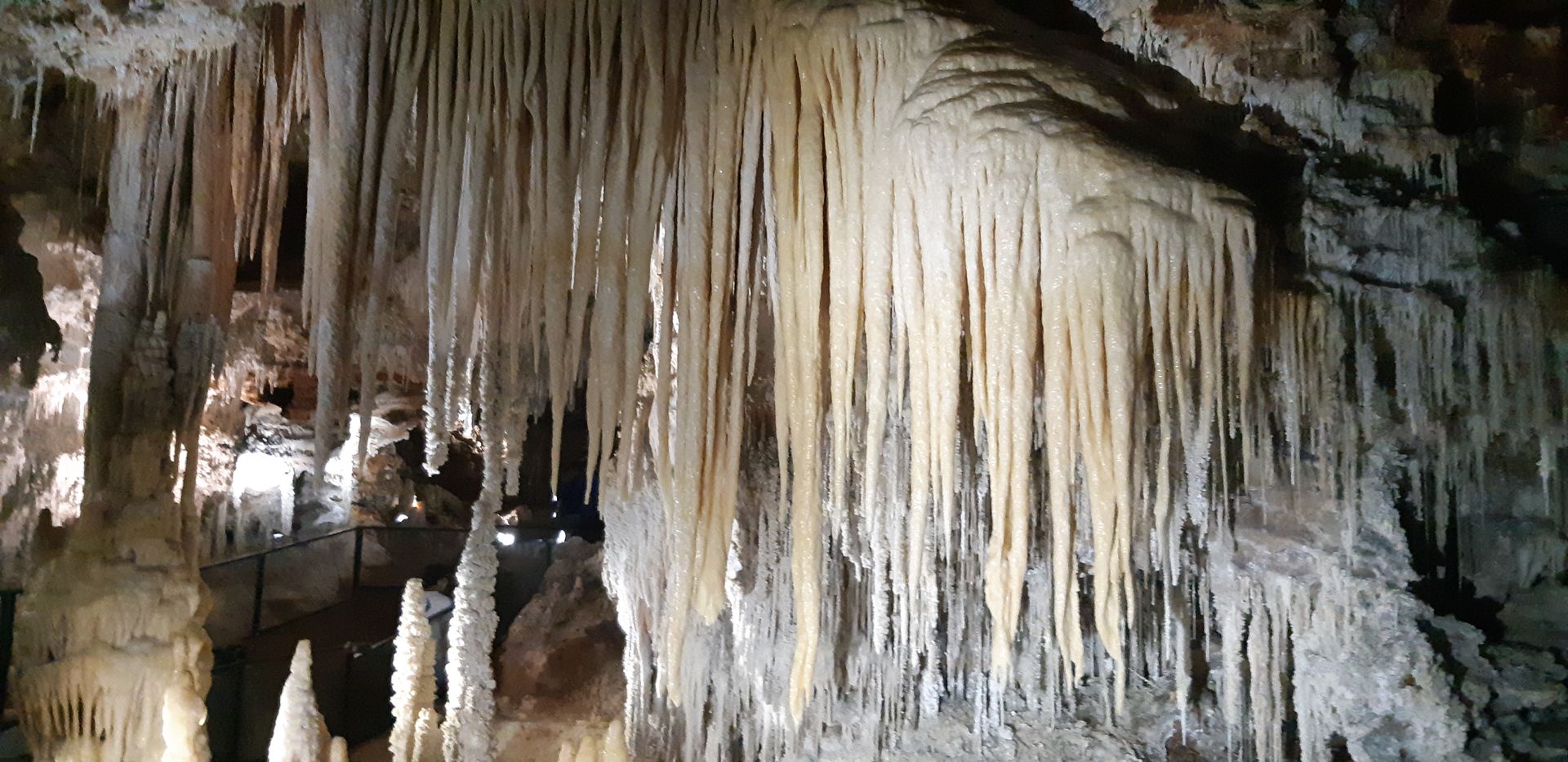 Grotte de Clamouse, concrétion de stalactites blanches