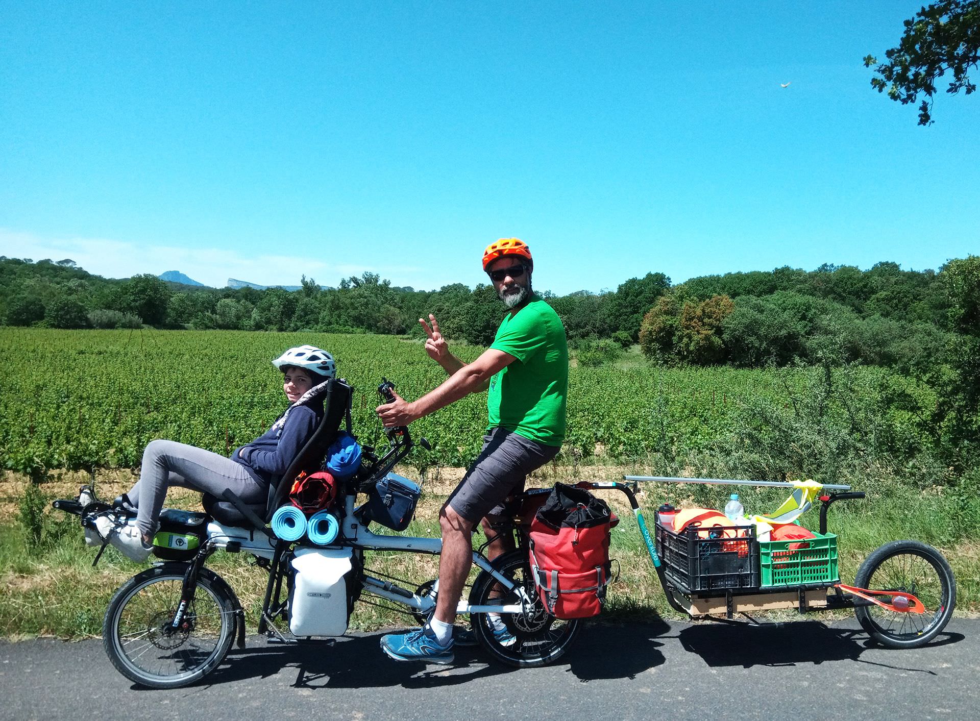 Balade en famille en e-tandem entre Nîmes et Montpellier