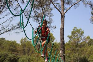 Enfant sur un Accrobranche