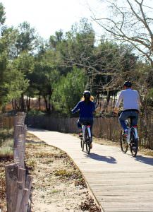 Vélo sur le lido du Grand Travers entre Carnon et la Grande-Motte