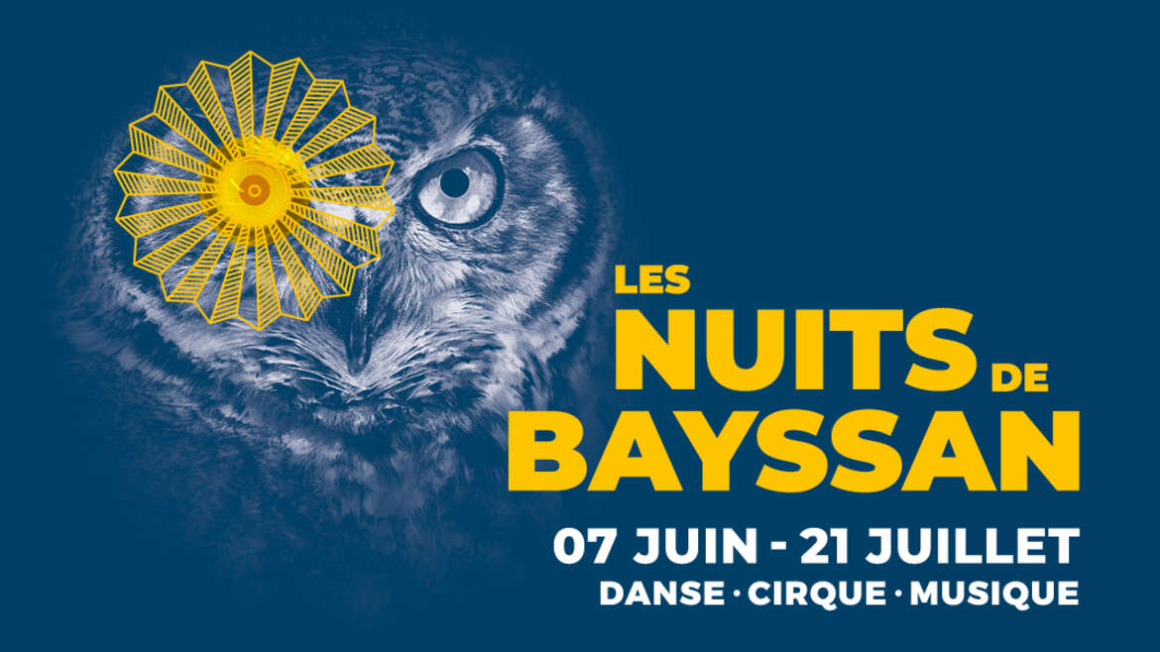 Affiche du festival Les Nuits de Bayssan 2023 qui se déroule au Domaine de Bayssan à Béziers