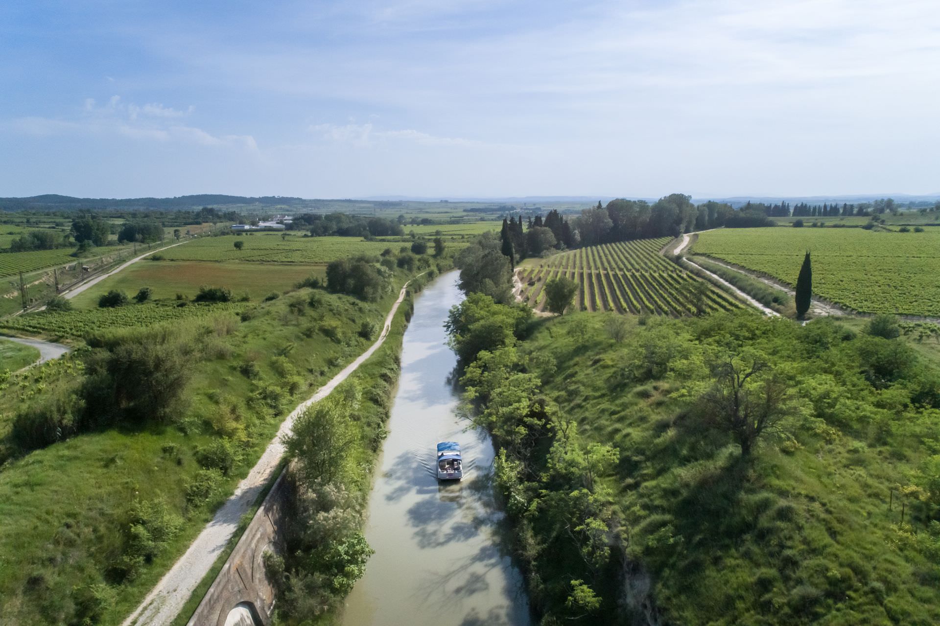 Vue aérienne du canal du Midi