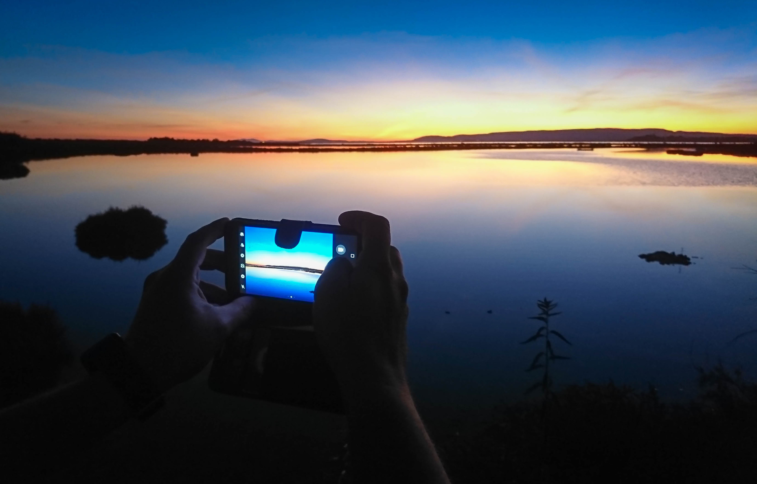 Coucher de soleil sur les étangs