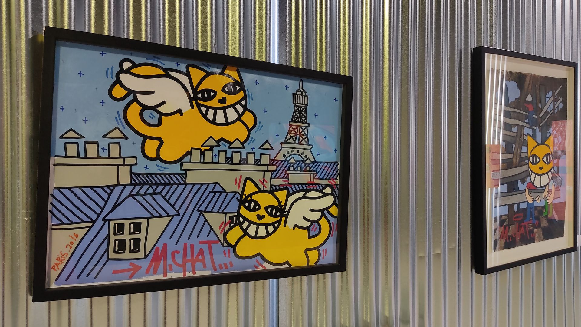 Oeuvres de M. Chat exposées au musée d'art urbain et contemporain Parcelle 473 à Montpellier