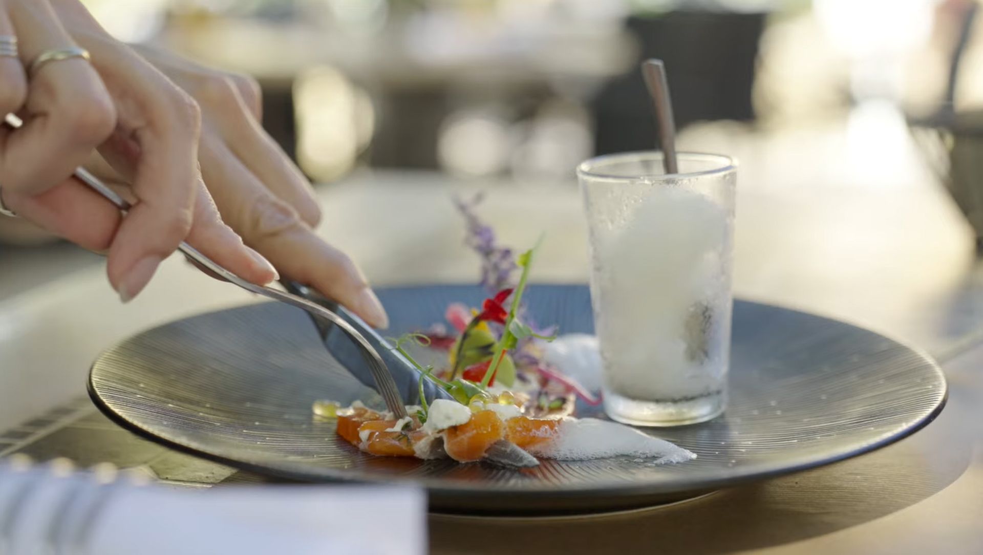 Zoom sur une assiette à la table vigneronne de l'Abbaye Sylva Plana située à Laurens dans les avant-monts