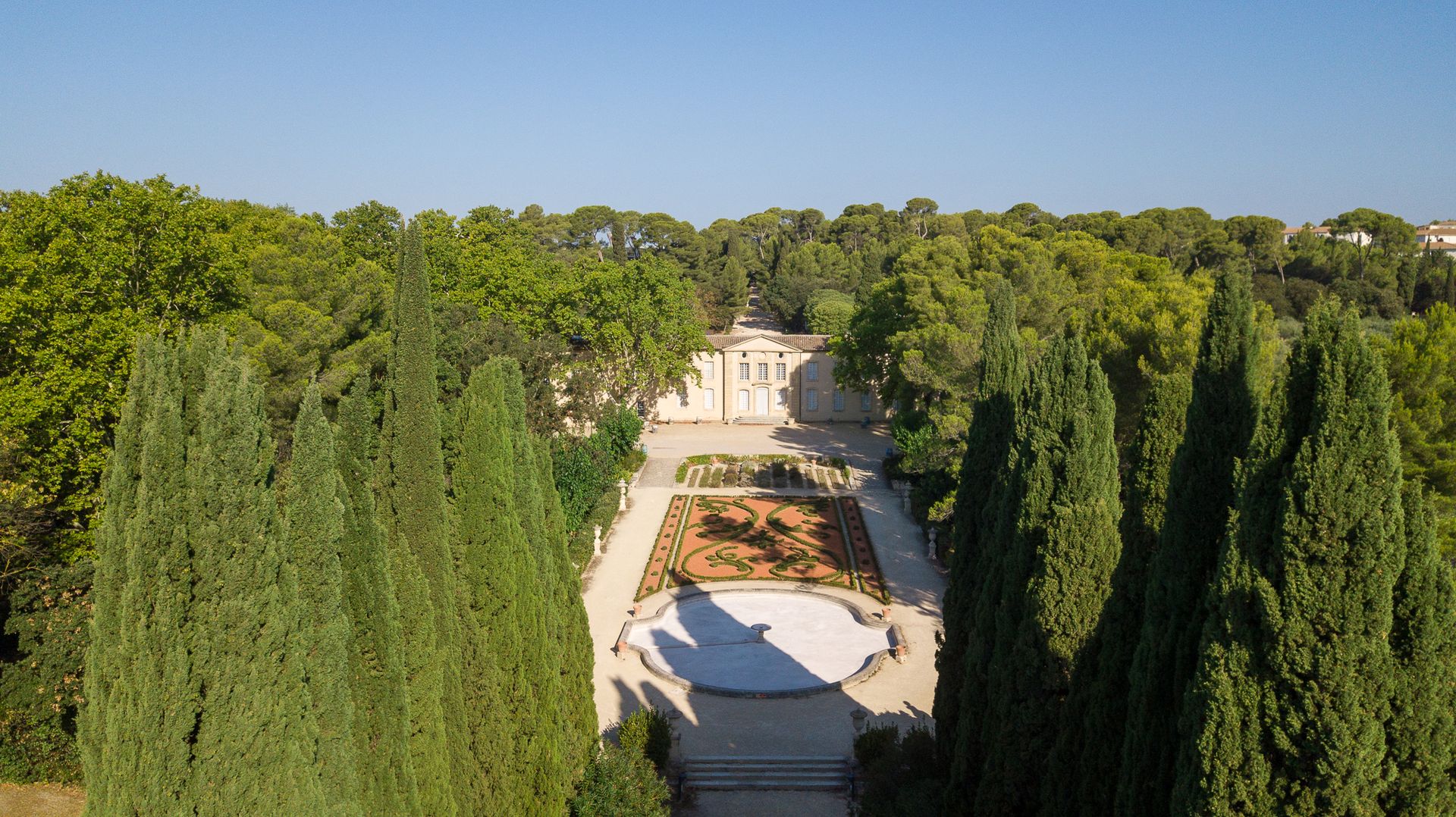 Vue aérienne sur le parc et château du Domaine d'O à Montpellier