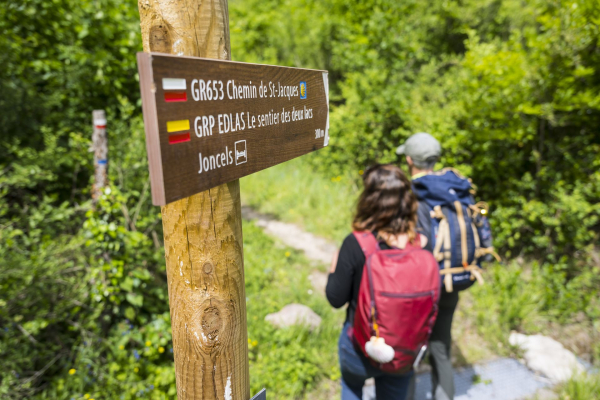 Sur le GR® 653 Voie d'Arles vers Compostelle, aux environs de Joncels ¢ exclusif ADT34 - Sam Bié