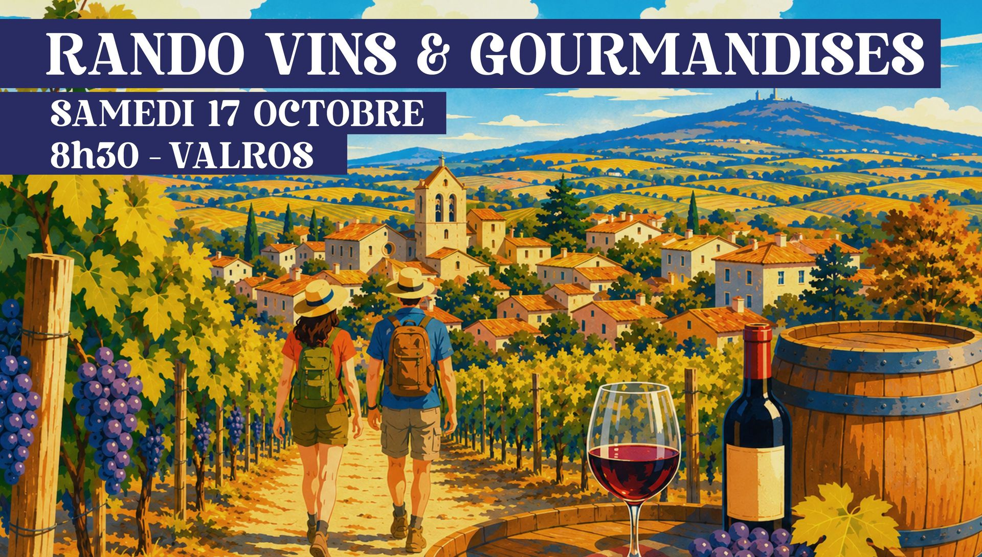 Affiche Rando Vins & Gourmandises de l'événement national Vignobles en Scène